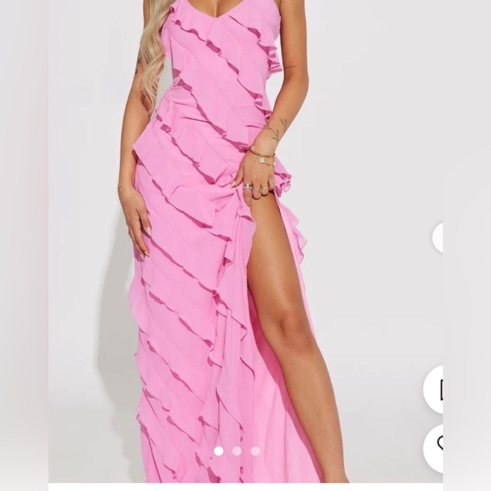 Fashion nova Elegant Pink Ruffled Maxi Dress size medium